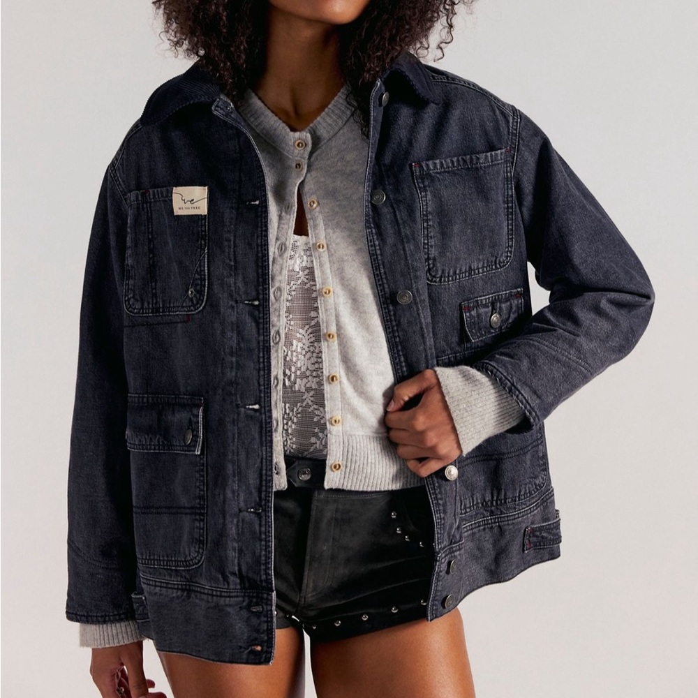 We The Free Sweet Talk Denim Barn Coat Size Large